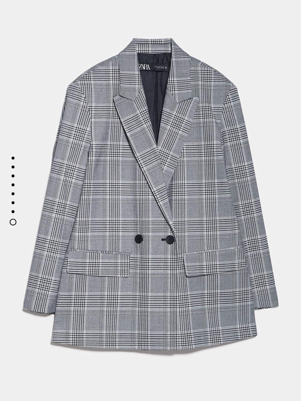 Zara Black & Gray Plaid Double-Breasted Blazer